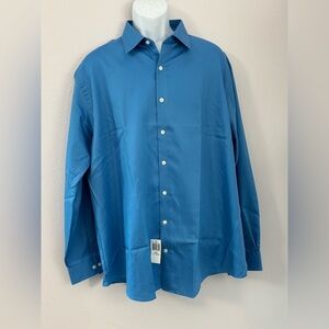 KENNETH COLE Reaction NWT Blue Wrinkle Free Cotton Shirt Size XL (17 1/2 34-35)